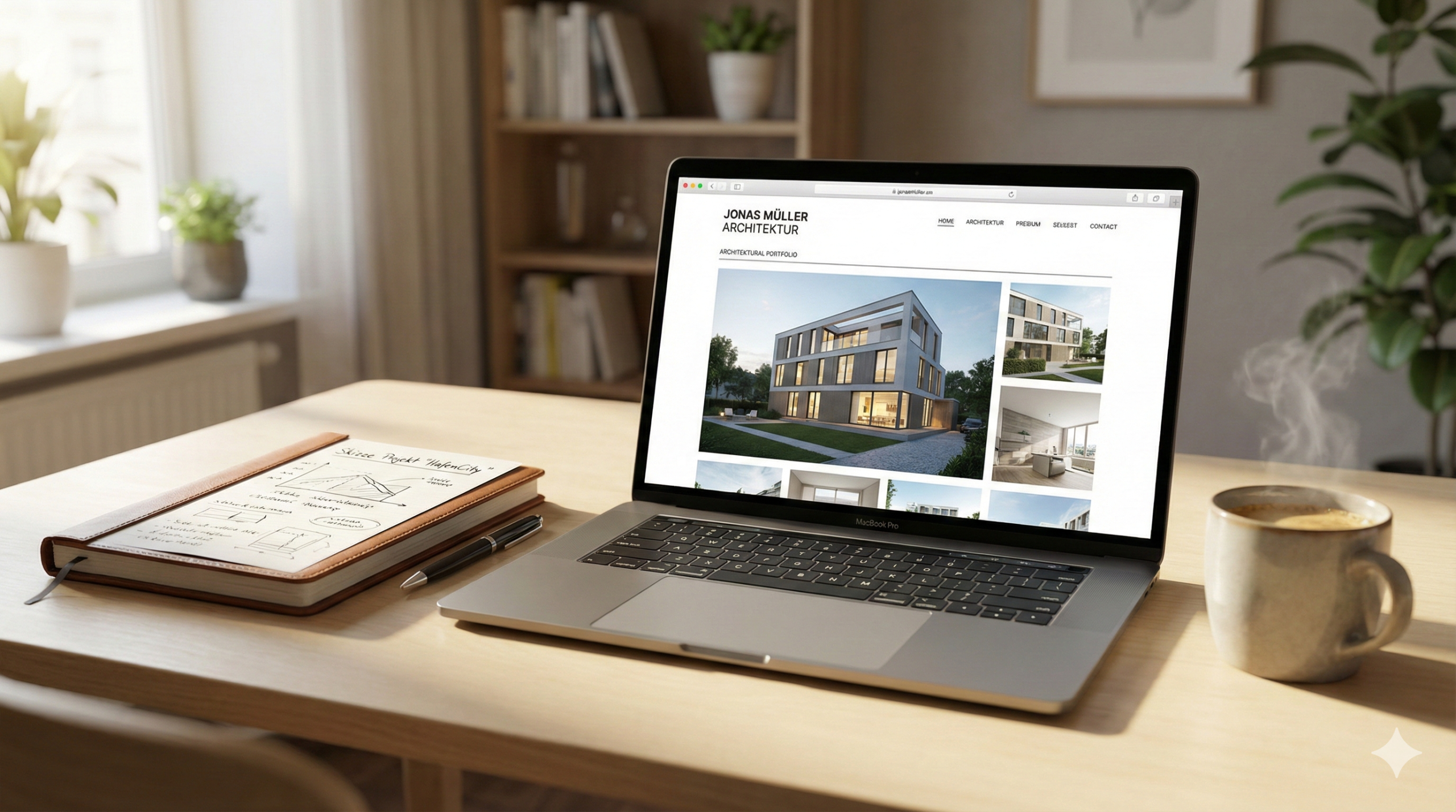 Seriöse, professionelle Homepage auf einem Laptop