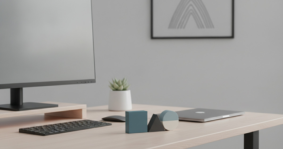 Wenige ordentlich angeordnete Puzzleteile auf aufgeräumtem Schreibtisch als Sinnbild für einen schlanken Plugin-Bestand