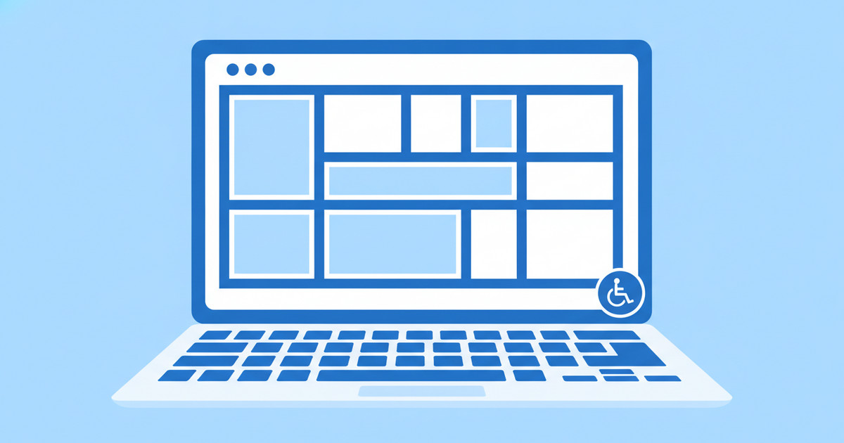Laptop mit kontrastreicher, barrierefrei gestalteter Webseite und Tastatur als Symbol für digitale Barrierefreiheit